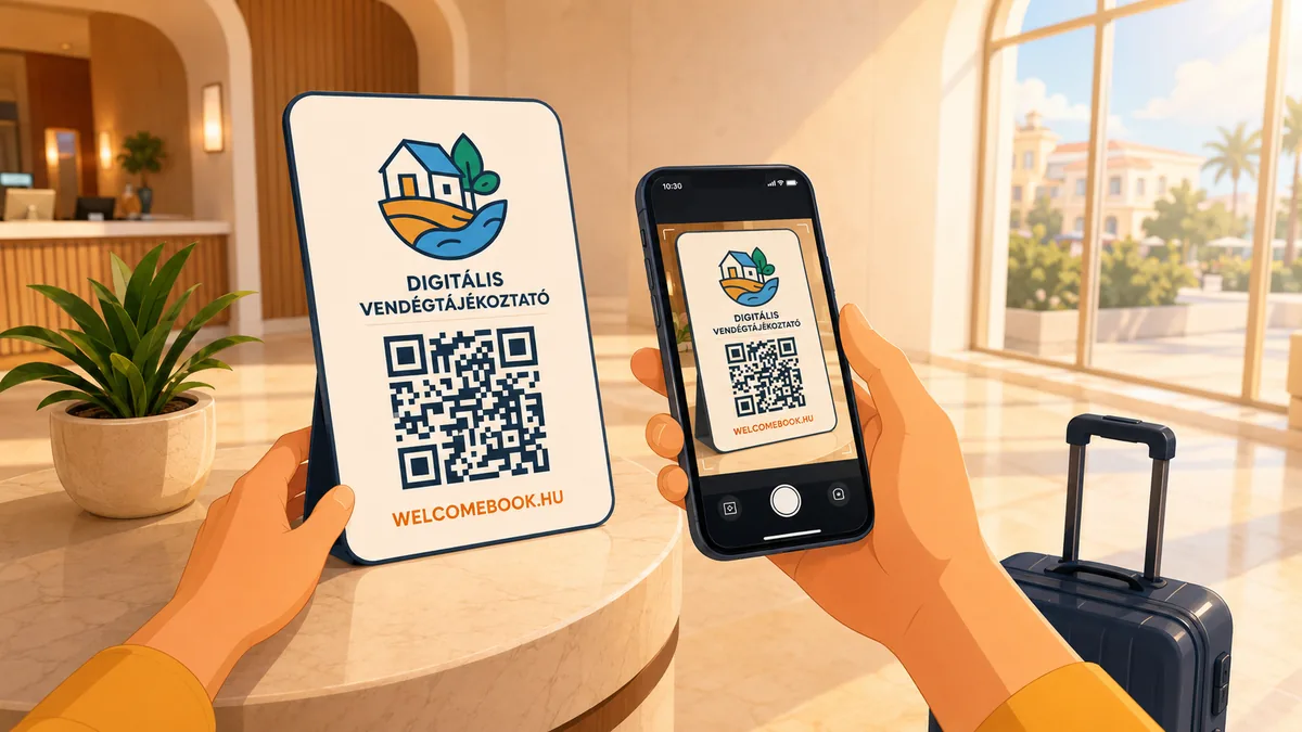 QR-kódos digitális vendégtájékoztató szálloda lobbyban